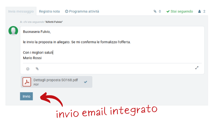 Odoo CRM invio email integrato